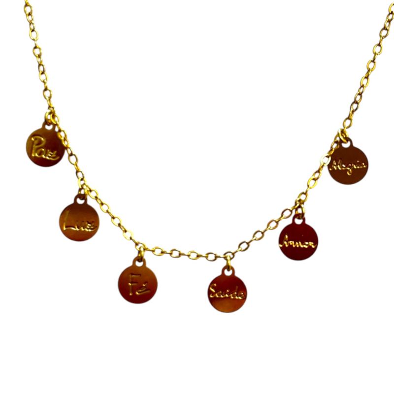 CHOKER PLAQUINHAS C/PALAVRAS