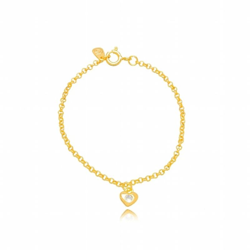 PULSEIRA CORAÇÃO EM BANHO DE OURO 18K