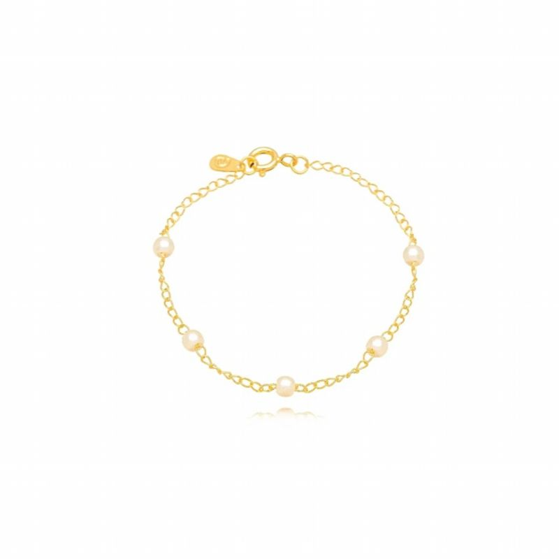 PULSEIRA PEROLAS EM BANHO DE OURO 18K