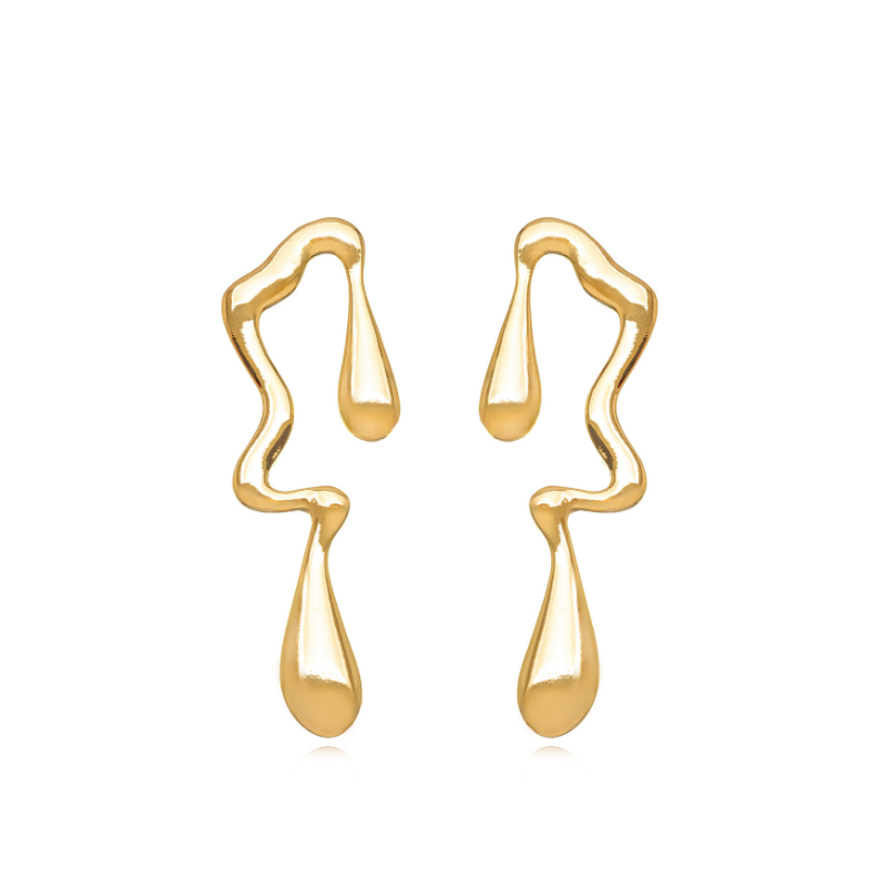 BRINCO MAXI ABSTRATO FLUIDO - BANHO DE OURO 18K
