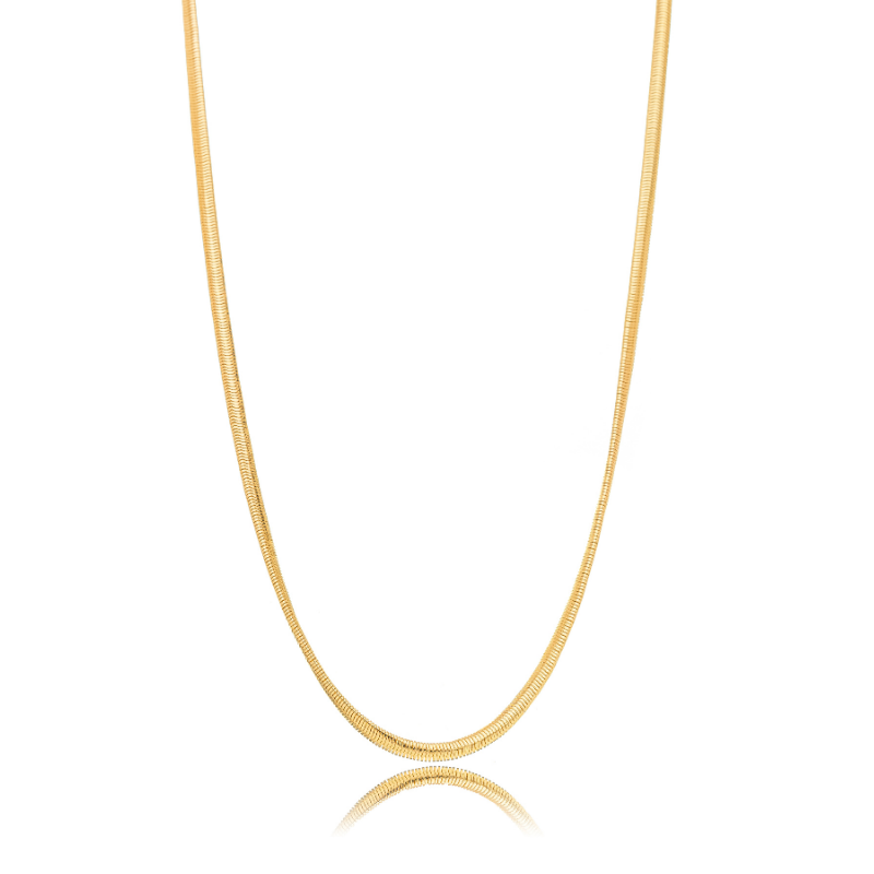 COLAR FITA MALHA SNAKE EM BANHO DE OURO 18K