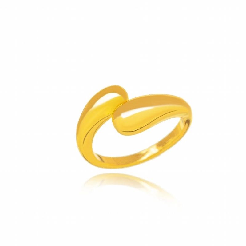 ANEL DUAS GOTAS LISO EM BANHO DE OURO 18K