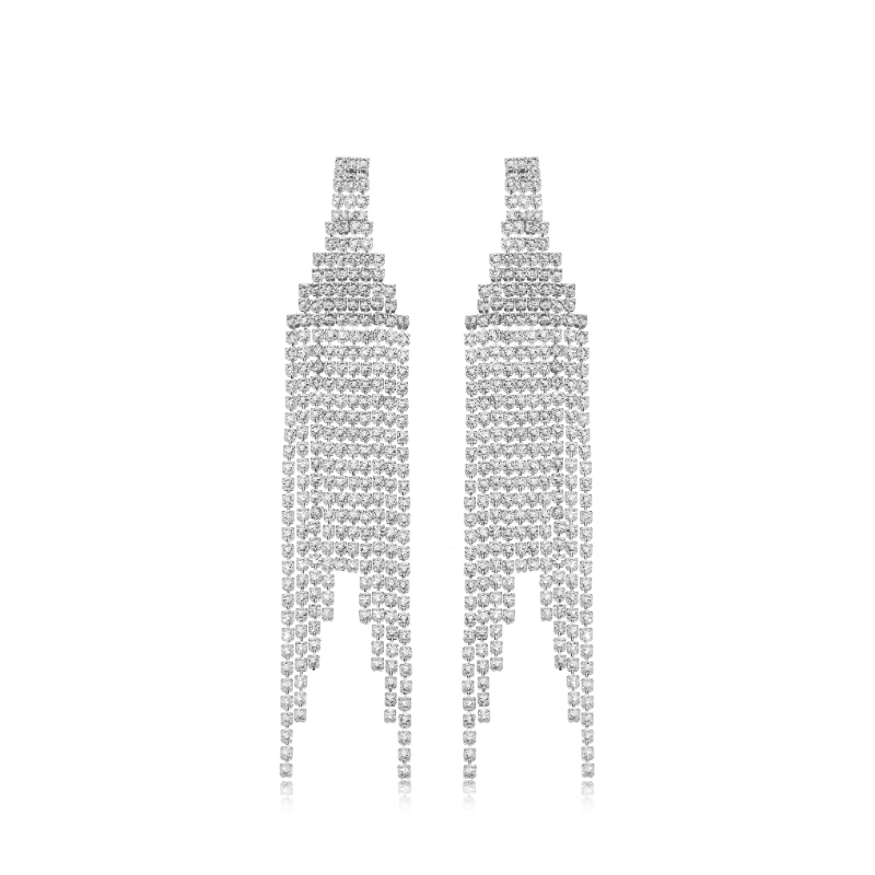 BRINCO CASCATA ZIRCÔNIA CATEDRAL - BANHO DE RÓDIO BRANCO