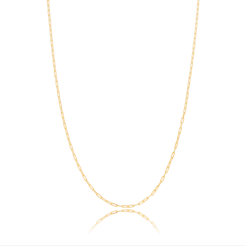 COLAR ELO RETANGULAR - BANHO DE OURO 18K