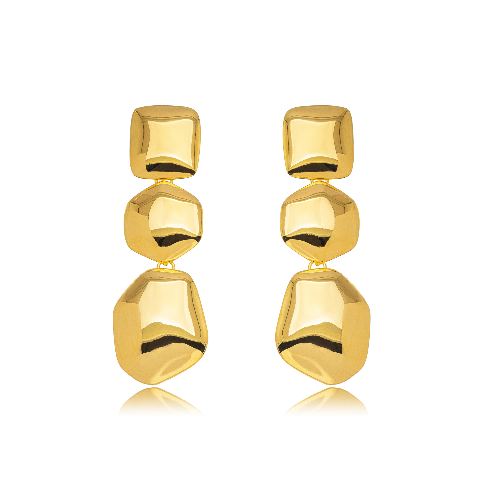 BRINCO CASCATA GEOMÉTRICA BOLD - BANHO DE OURO 18K