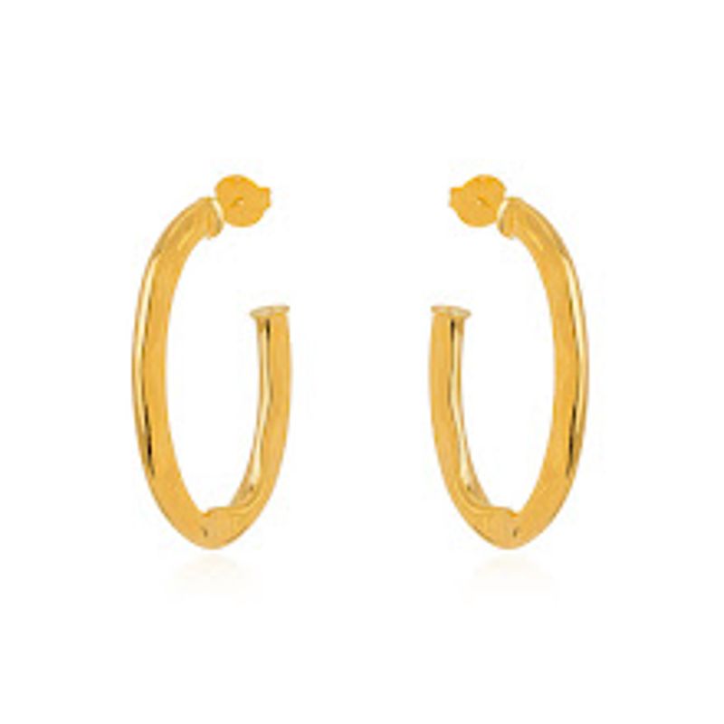 BRINCO ARGOLA DETALHADA EM BANHO DE OURO 18K