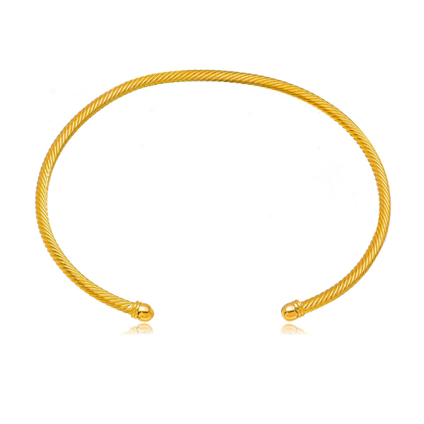 COLAR CHOKER RÍGIDA TEXTURIZADA EM BANHO DE OURO 18K