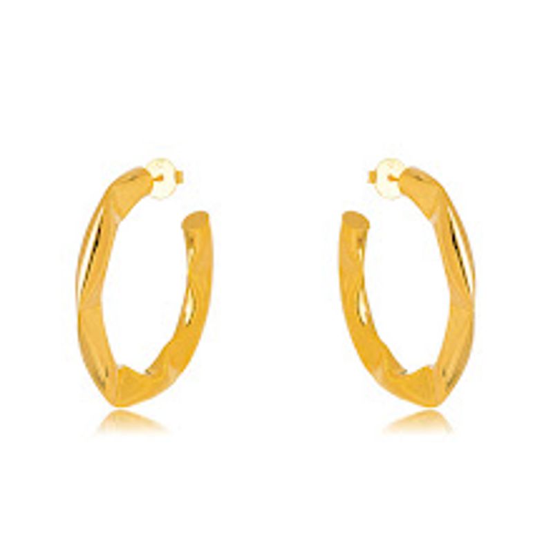 BRINCO ARGOLA DETALHADA LISA EM BANHO DE OURO 18K