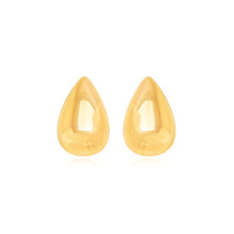 BRINCO GOTA LISA EM BANHO DE OURO 18K