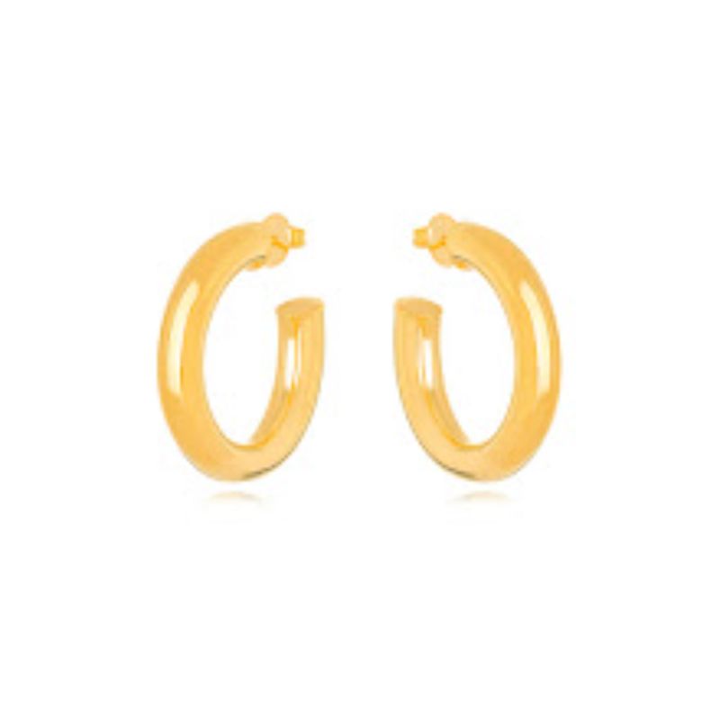 BRINCO ARGOLA LISA EM BANHO DE OURO 18K