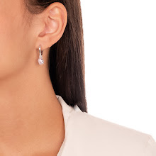 BRINCO ARGOLA CRISTAIS QUARTZO ROSA EM BANHO DE RÓDIO BRANCO