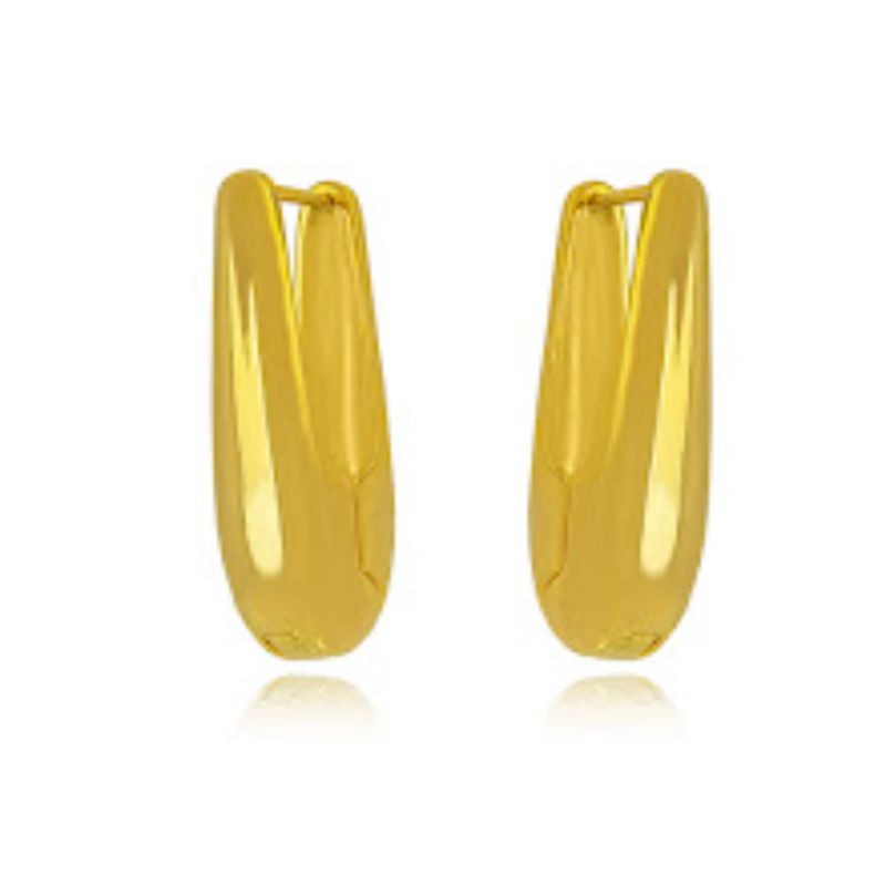 BRINCO ARGOLA GOTA BOLD LISA - BANHO DE OURO 18K