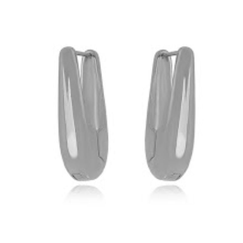 BRINCO ARGOLA GOTA BOLD LISA - BANHO DE RÓDIO BRANCO