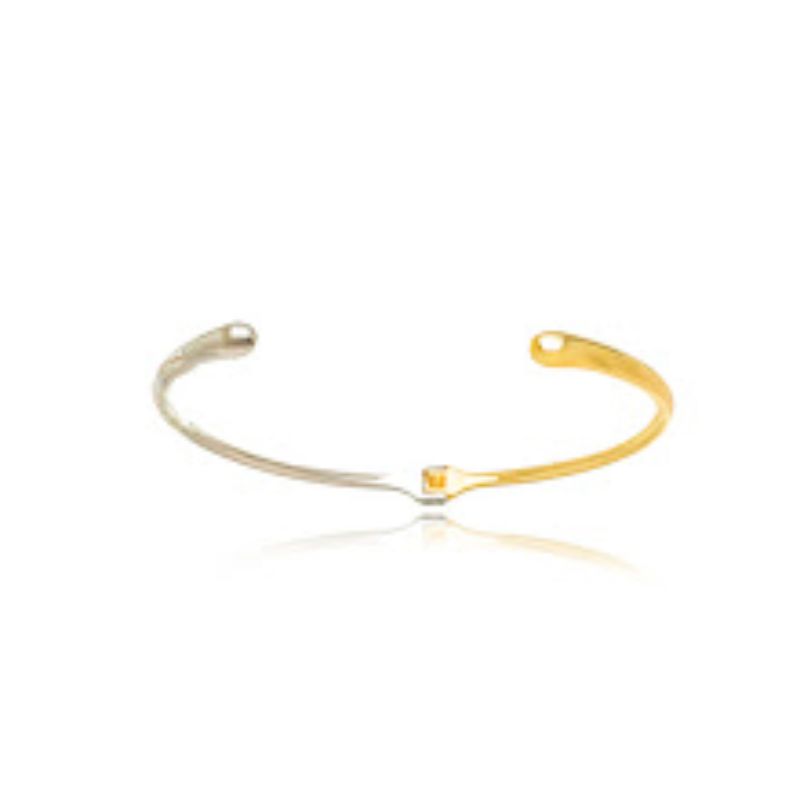 CHOKER ARO BICOLOR EM BANHO DE OURO 18K E RÓDIO BRANCO
