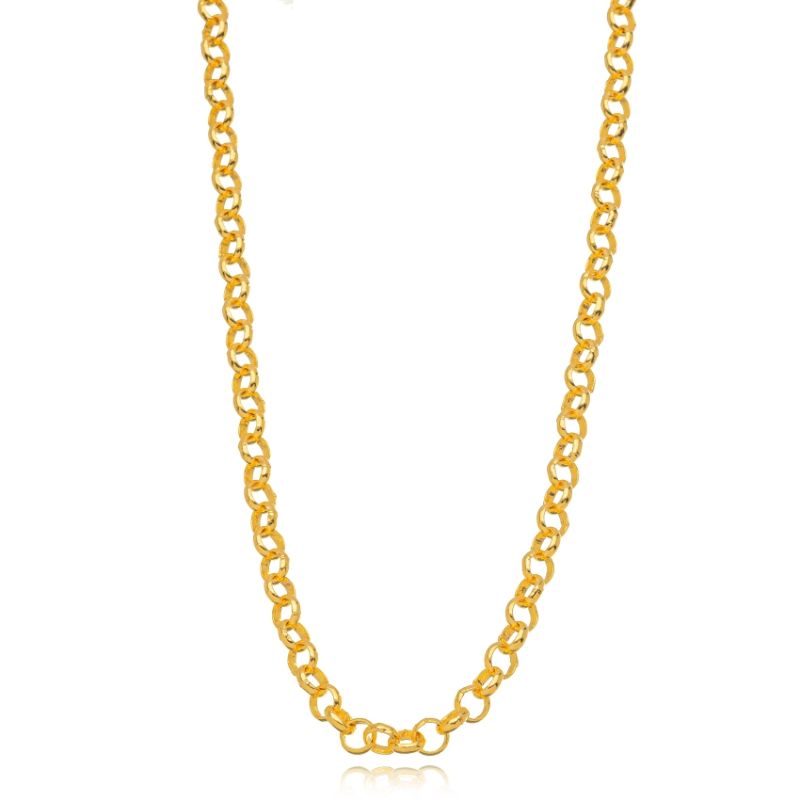 COLAR ELOS PORTUGUÊS LISO EM BANHO DE OURO 18K