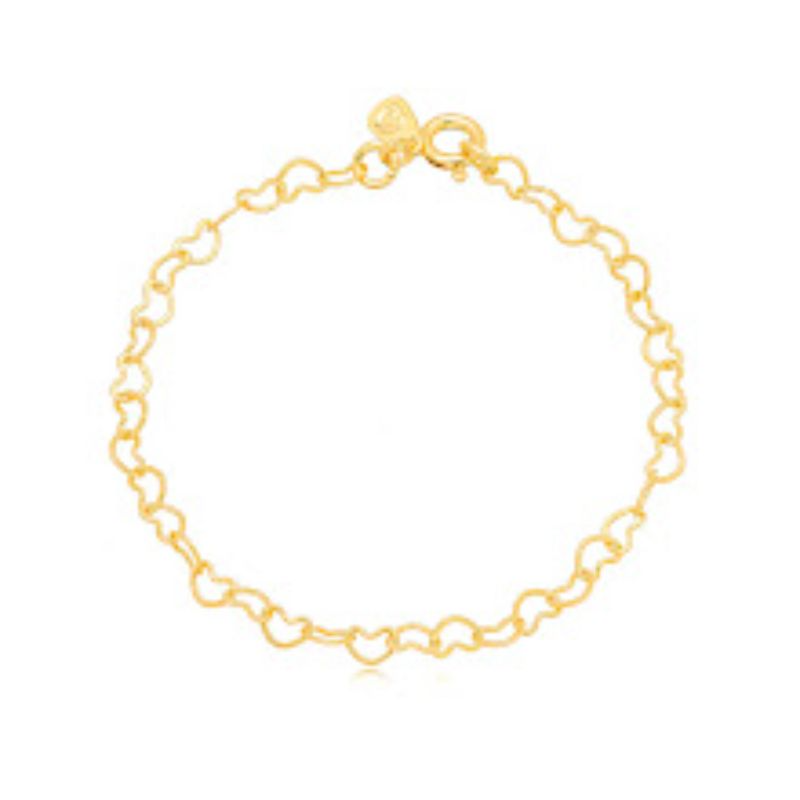 PULSEIRA CORAÇÃO VAZADO EM BANHO DE OURO 18K