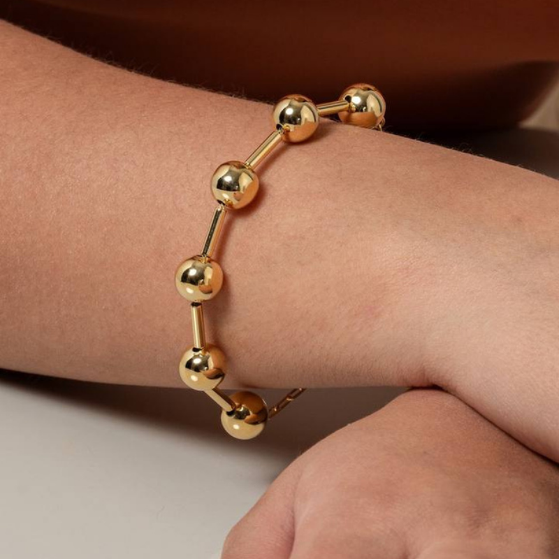 PULSEIRA CANUTILHO E BOLAS EM BANHO DE OURO 18K