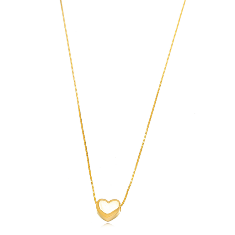 COLAR CORAÇÃO PASSANTE MINIMALISTA BANHO DE OURO 18K