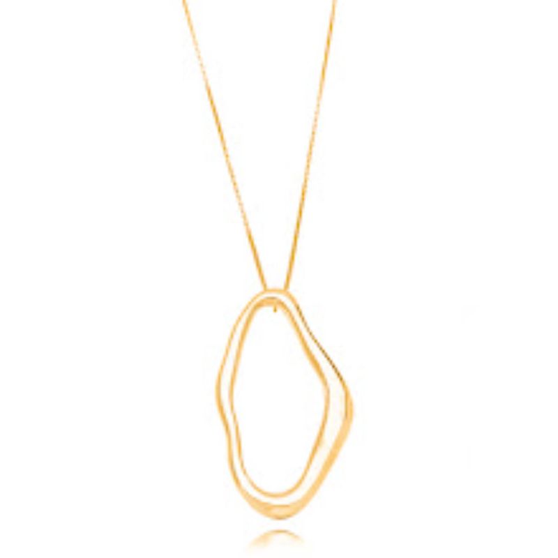 COLAR ORGÂNICO VAZADO LISO EM BANHO DE OURO 18K