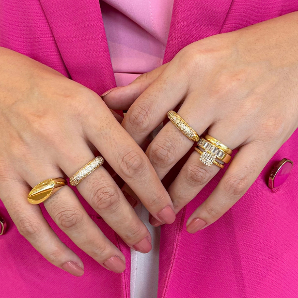 ANEL REFLEXO REGULÁVEL EM BANHO DE OURO 18K