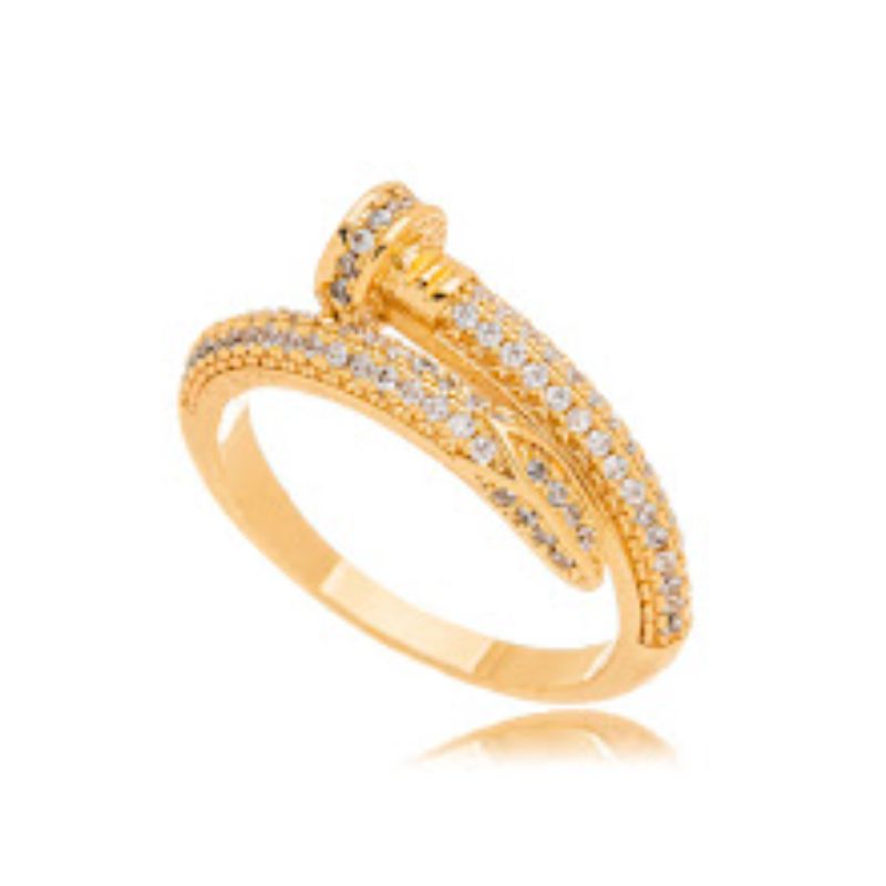 ANEL PREGO MICRO ZIRCÔNIA EM BANHO DE OURO 18K