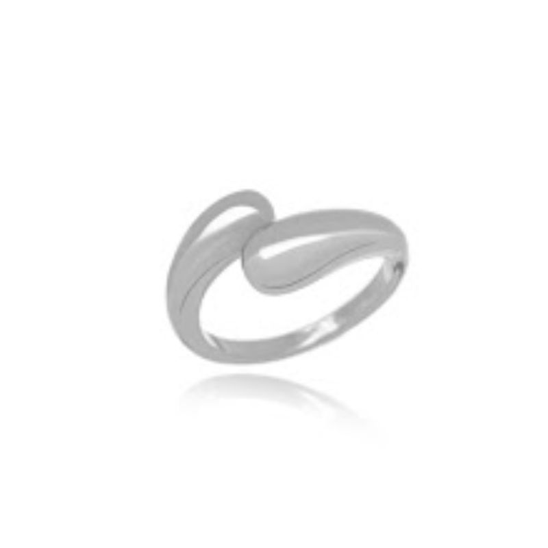 ANEL DUAS GOTAS LISO EM BANHO DE RÓDIO BRANCO