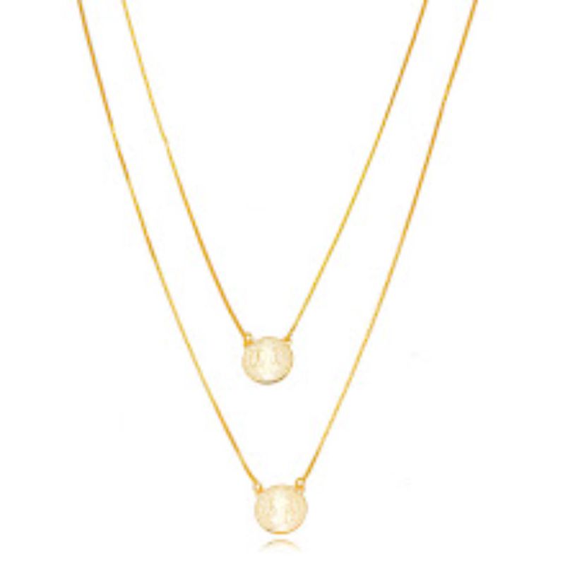 COLAR ESCAPULÁRIO SÃO BENTO LISO EM BANHO DE OURO 18K