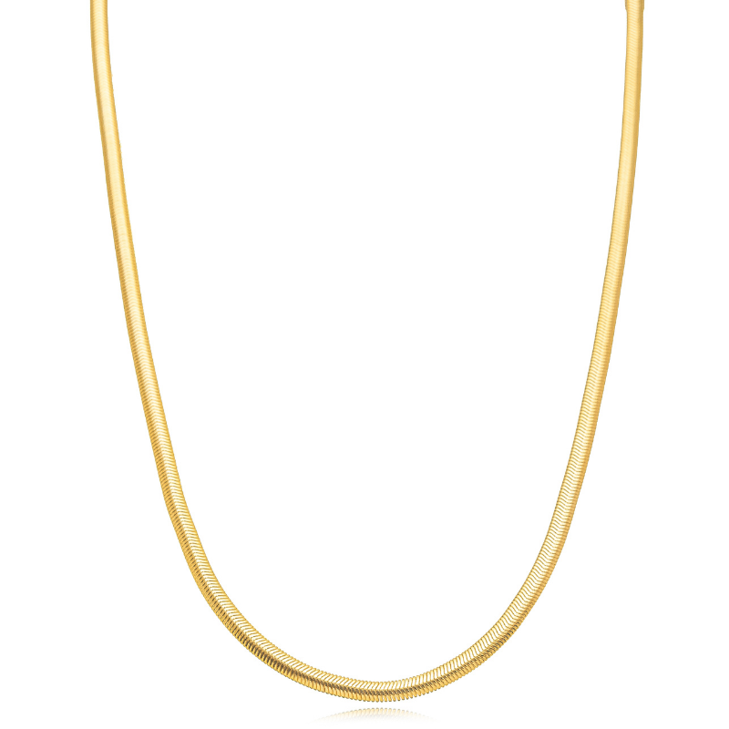 COLAR CHOKER MALHA ROLIÇA LISA EM BANHO DE OURO 18K