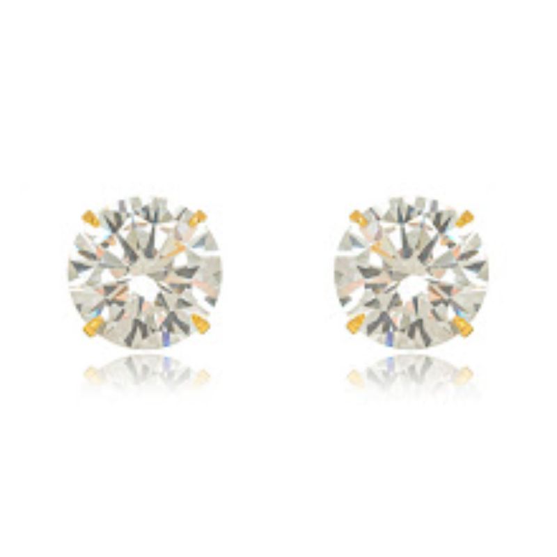 BRINCO SOLITÁRIO ZIRCÔNIA CRYSTAL - BANHO DE OURO 18K