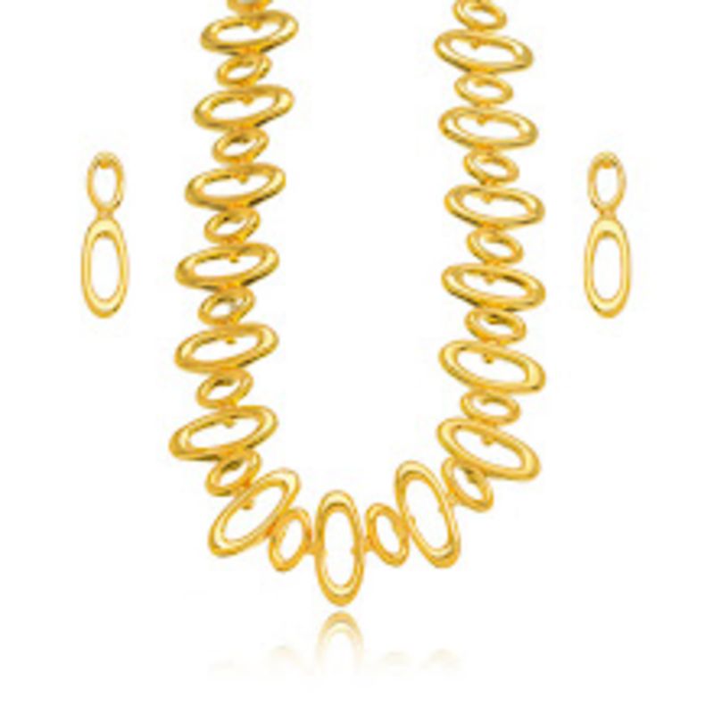 CONJUNTO VAZADO LISO EM BANHO DE OURO 18K