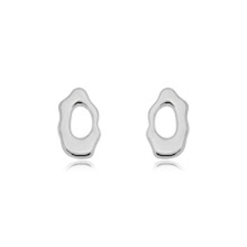 BRINCO CÍRCULO ORGÂNICO VAZADO - BANHO DE RÓDIO BRANCO