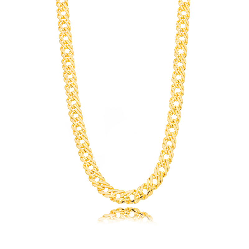 COLAR CHOKER ELO TRIPLO ENTRELAÇADO EM BANHO DE OURO 18K