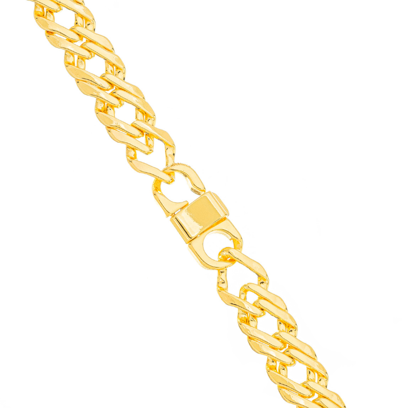 COLAR CHOKER ELO TRIPLO ENTRELAÇADO EM BANHO DE OURO 18K