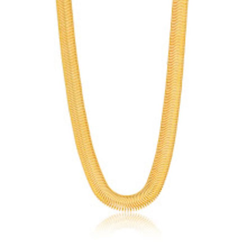 COLAR CHOKER MALHA ROLIÇA EM BANHO DE OURO 18K
