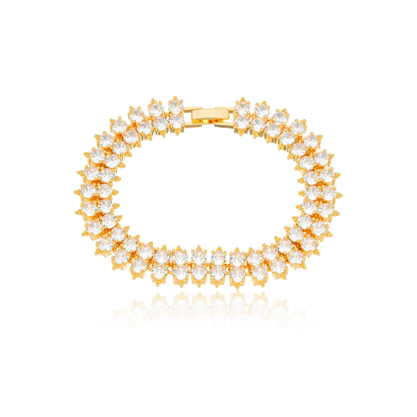 PULSEIRA RIVIERA DUPLA CRAVEJADA LUXO - BANHO OURO 18K