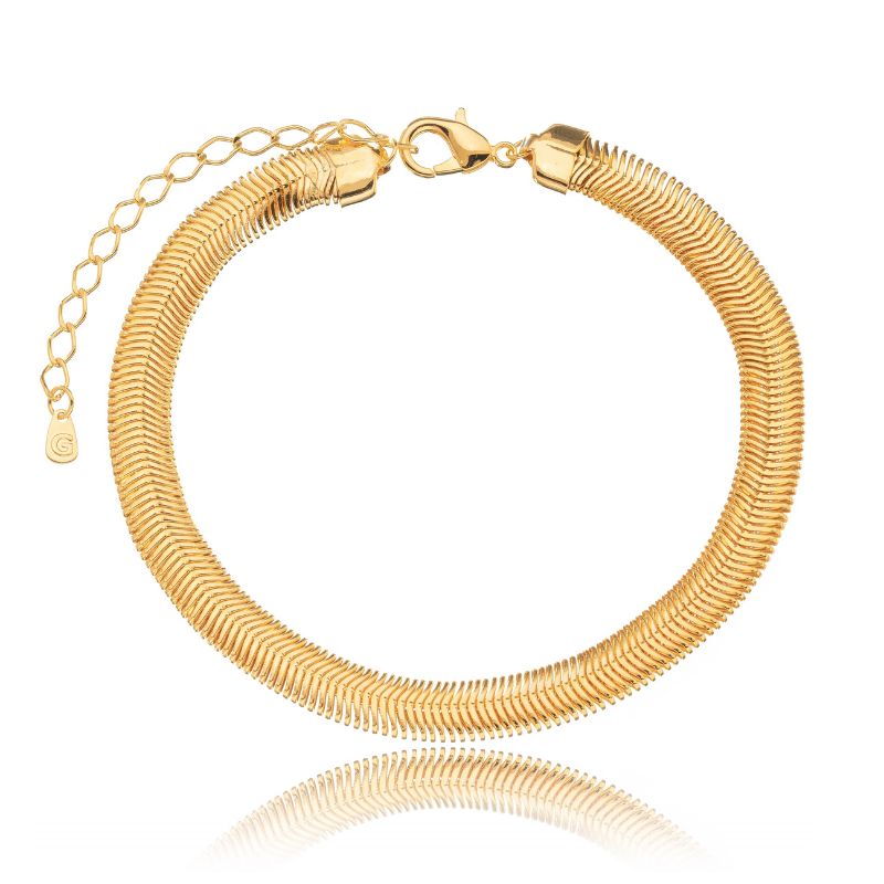 TORNOZELEIRA MALHA SERPENTE (SNAKE) EM BANHO DE OURO 18K