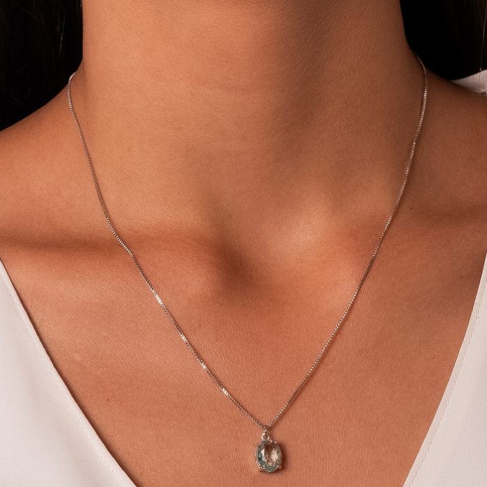 CONJUNTO OVAL CITRINO EM BANHO DE RÓDIO BRANCO