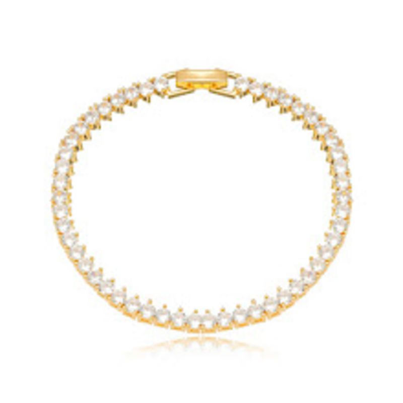 PULSEIRA RIVIERA 3 GARRAS TRAMA RÍGIDA - BANHO OURO 18K
