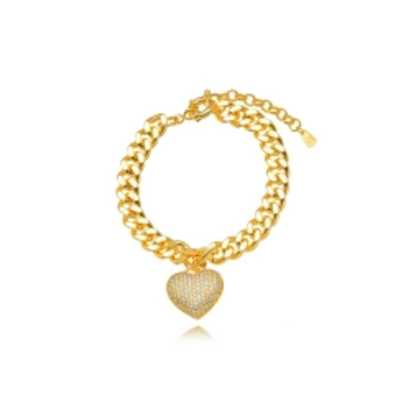 PULSEIRA ELOS CORAÇÃO CRAVEJADOS EM BANHO DE OURO 18K