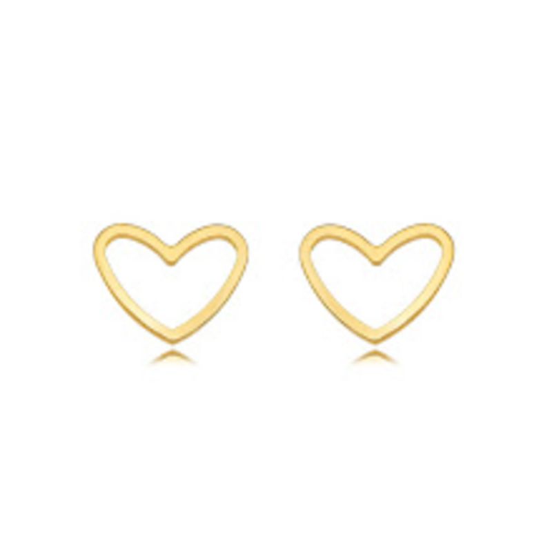 BRINCO CORAÇÃO VAZADO MÉDIO - BANHO DE OURO 18K
