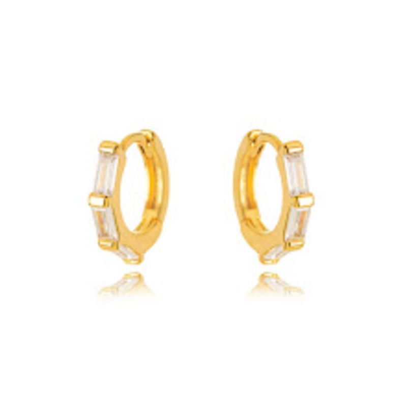 BRINCO ARGOLA CRISTAIS EM BANHO DE OURO 18K