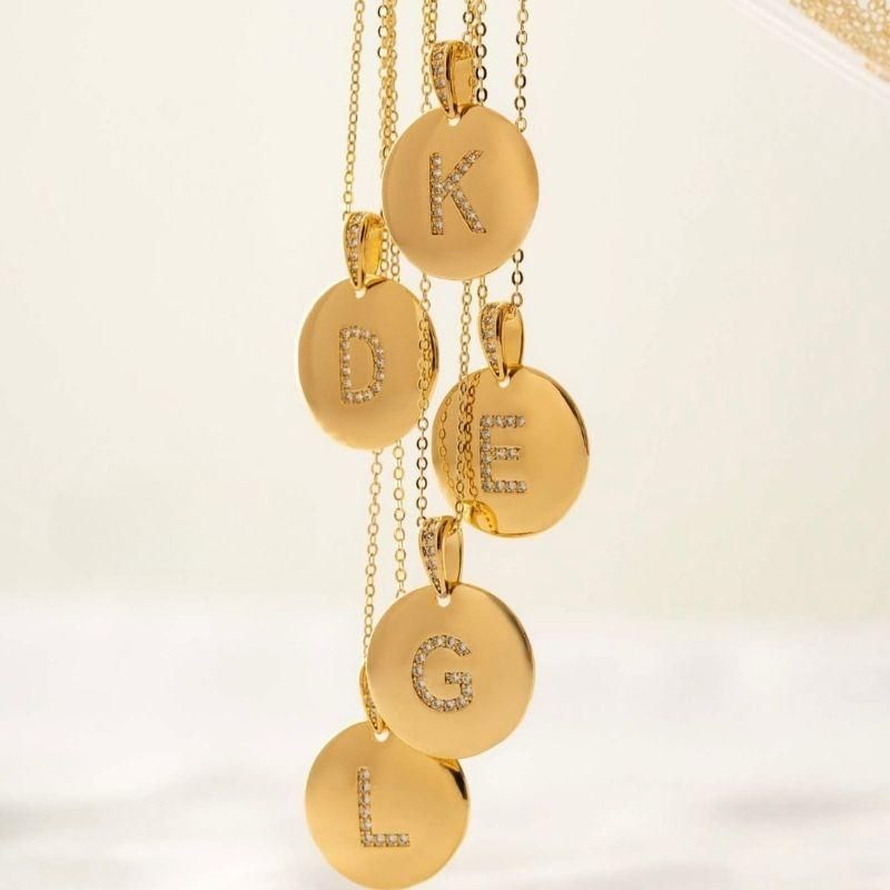 COLAR MEDALHA LETRA S EM BANHO DE OURO 18K