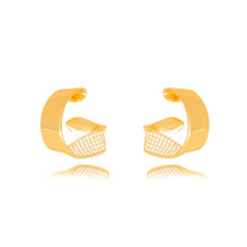 BRINCO ARGOLA ESCULTURAL TWIST - BANHO DE OURO 18K