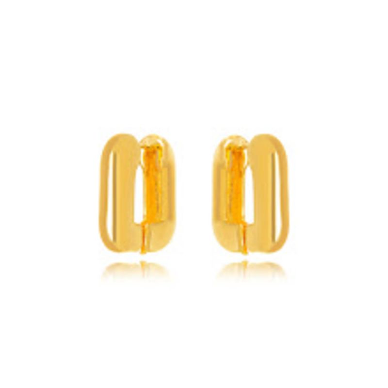 BRINCO ARGOLA RETANGULAR BOLD BANHADO EM OURO 18K