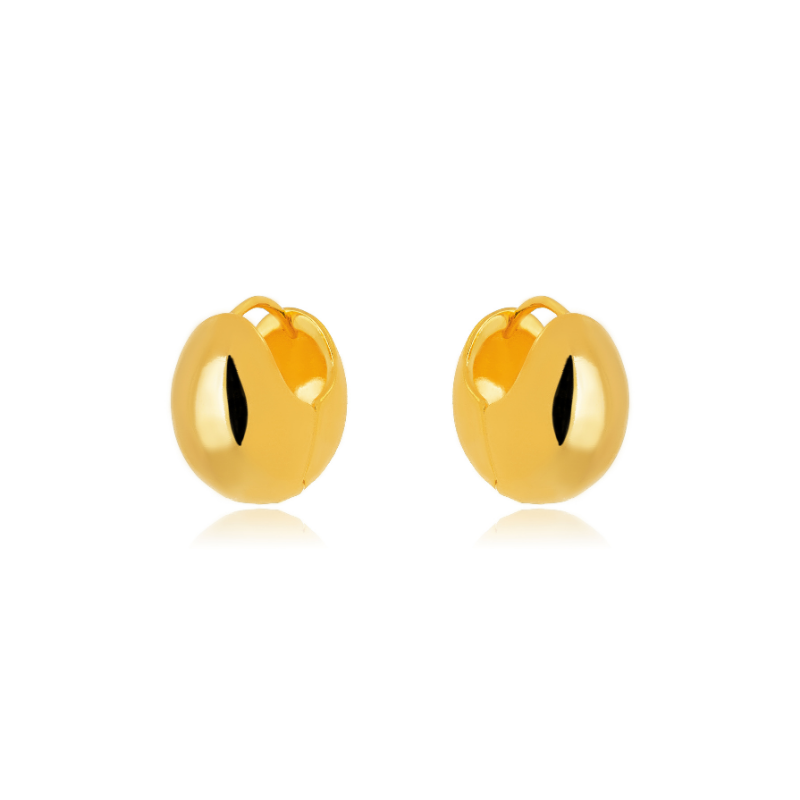 BRINCO ARGOLA HUGGIE ABAULADA GOTA EM OURO 18K