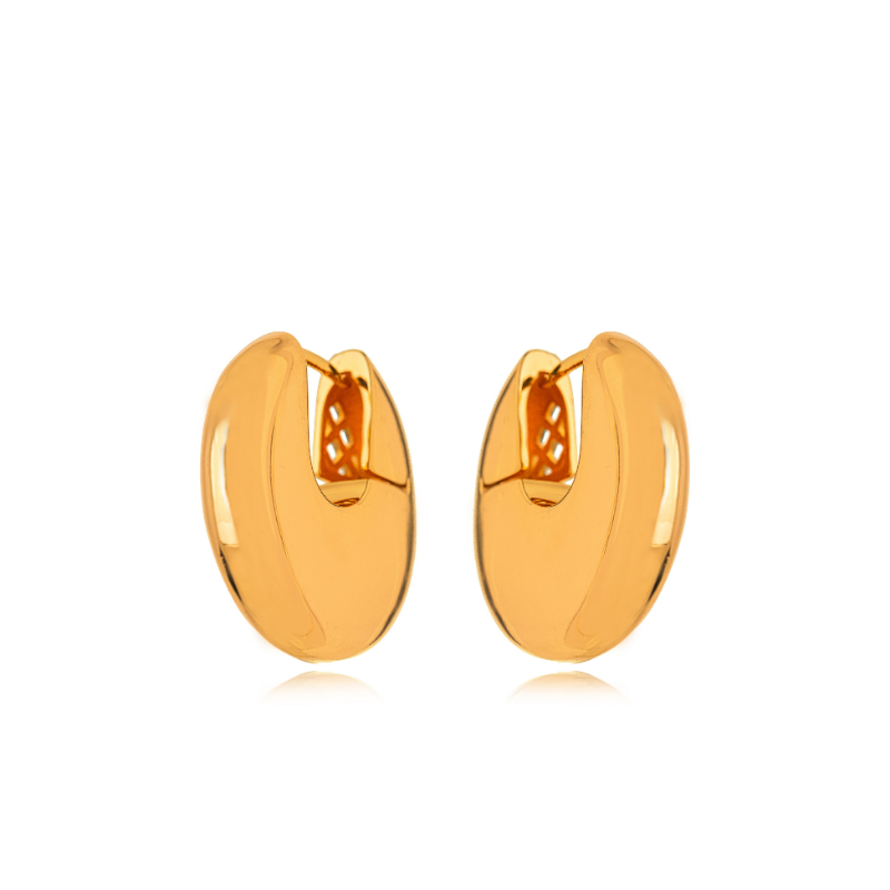 BRINCO ARGOLA BOLD HOLLOW ABAULADA BANHADO EM OURO 18K
