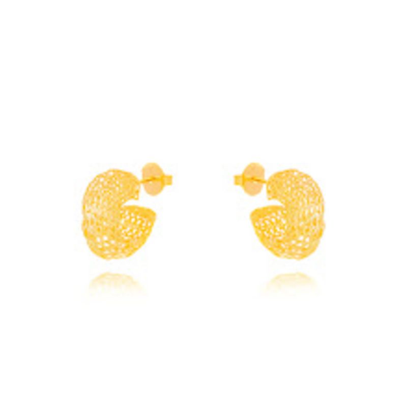 BRINCO ARGOLA MESH FILIGRANA - BANHO DE OURO 18K