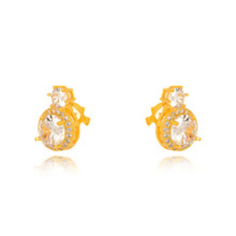 BRINCO DE PRESSÃO CRAVEJADO CRISTAL EM BANHO DE OURO 18K