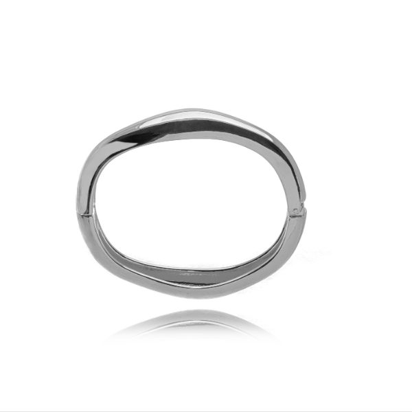 PULSEIRA BRACELETE RÍGIDO TUBULAR MÉDIO - BANHO DE RÓDIO BRANCO