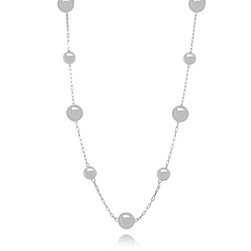 COLAR ESFERAS LISAS EM BANHO DE RÓDIO BRANCO